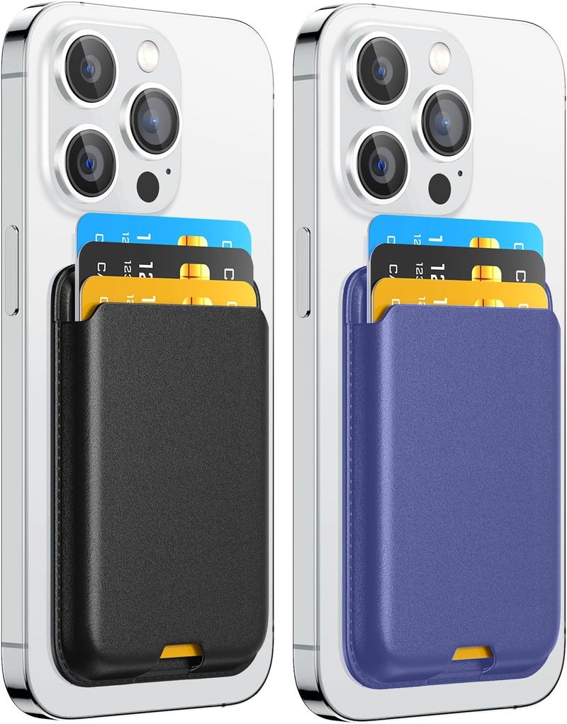 ZoyiNsgu Magnetic Wallet Card Holder intended for Apple iPhone with Magsafe, Wallet for iPhone 17 16 15 14 13 12 Pro Max Air Plus Mini Series, Mag 3 Safe Wallet Stick on for Phone Case, Black Purple - Image 1